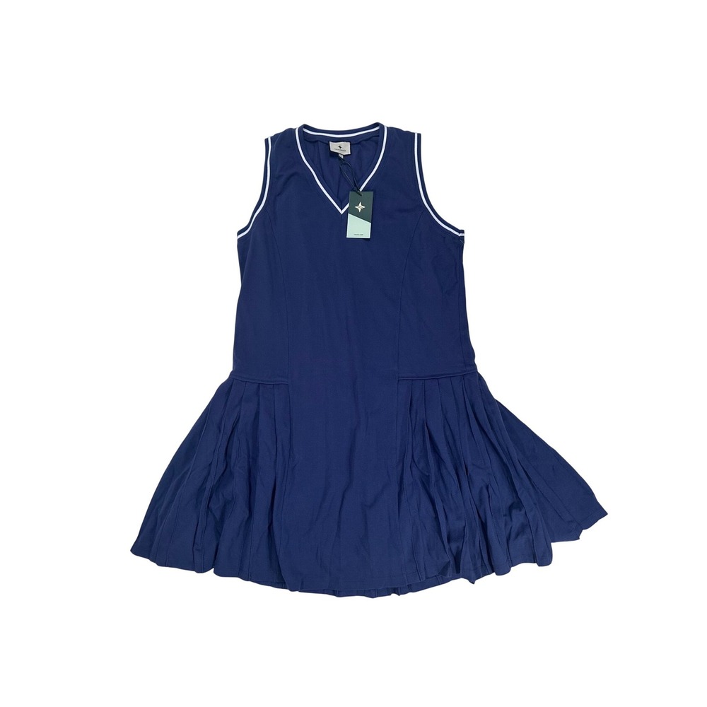 Tuckernuck Navy Blue‎ Pleated Tennis Dress Sleeveless V-Neck XL CRW-50-804-Navy